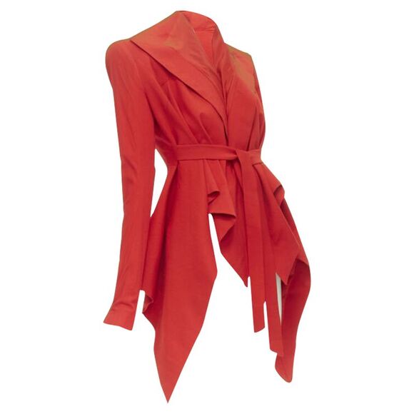 Garteh Pugh shoulder padded draped hem belted jacket - Picture 3 of 6